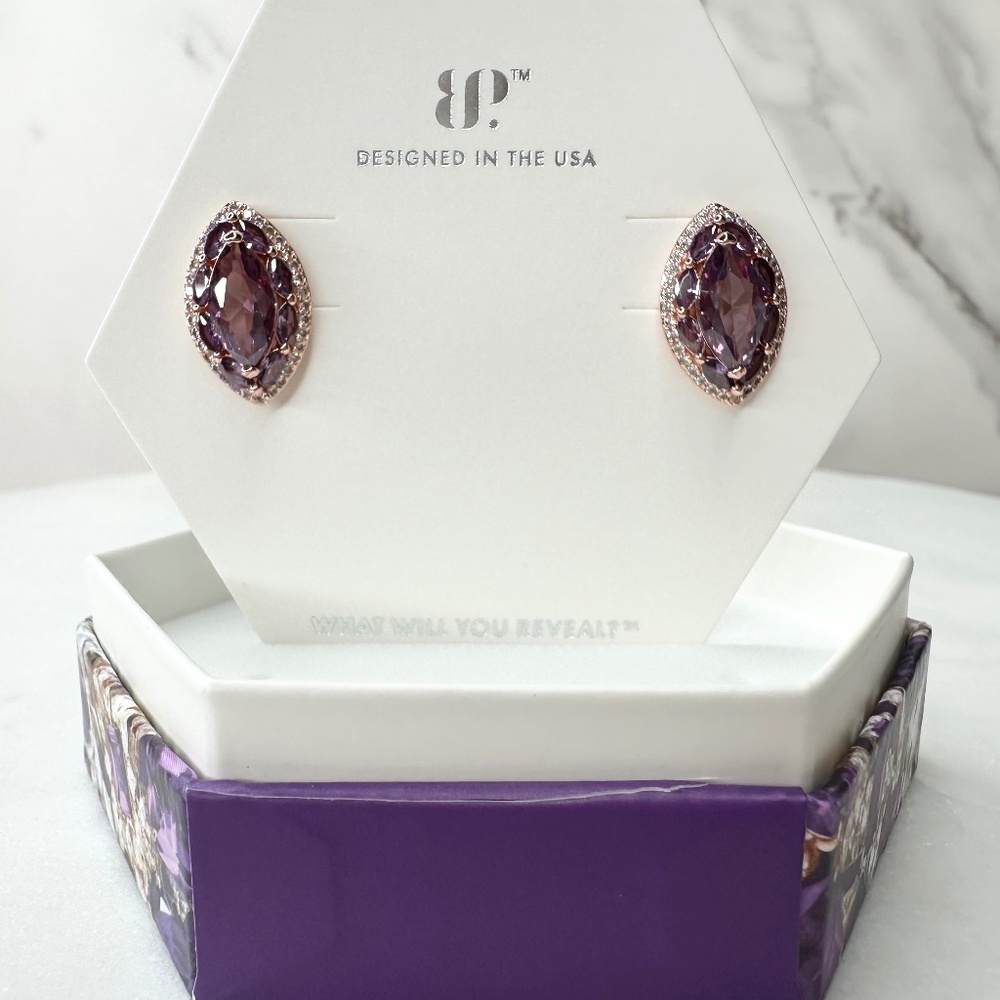 Bomb Party February Amethyst Along The Way Earring ER93006 NWT